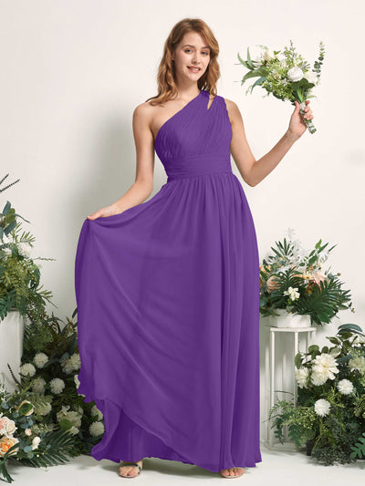 Carlyna Evelyn A-Line Regency Bridesmaid Dress Maxi Sleeveless One Shoulder Dress Front View #color_regency