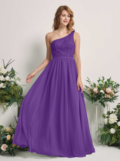 Carlyna Bonita A-Line Regency Embroidered Bridesmaid Dress Maxi Sleeveless One Shoulder Dress Front View #color_regency