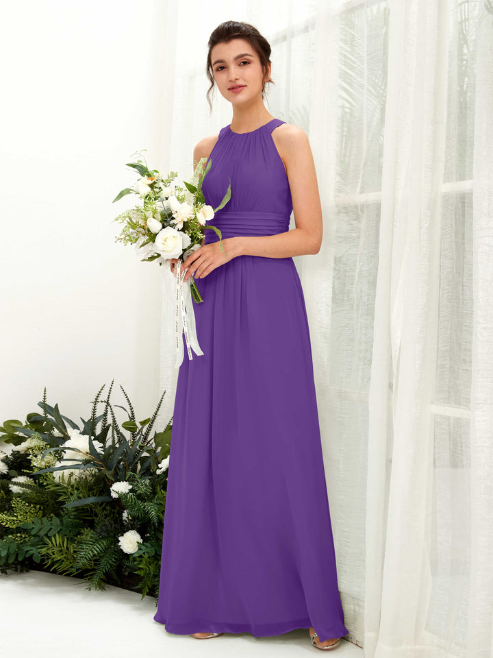 A-line Round Sleeveless Chiffon Bridesmaid Dress - Regency (81221528)
