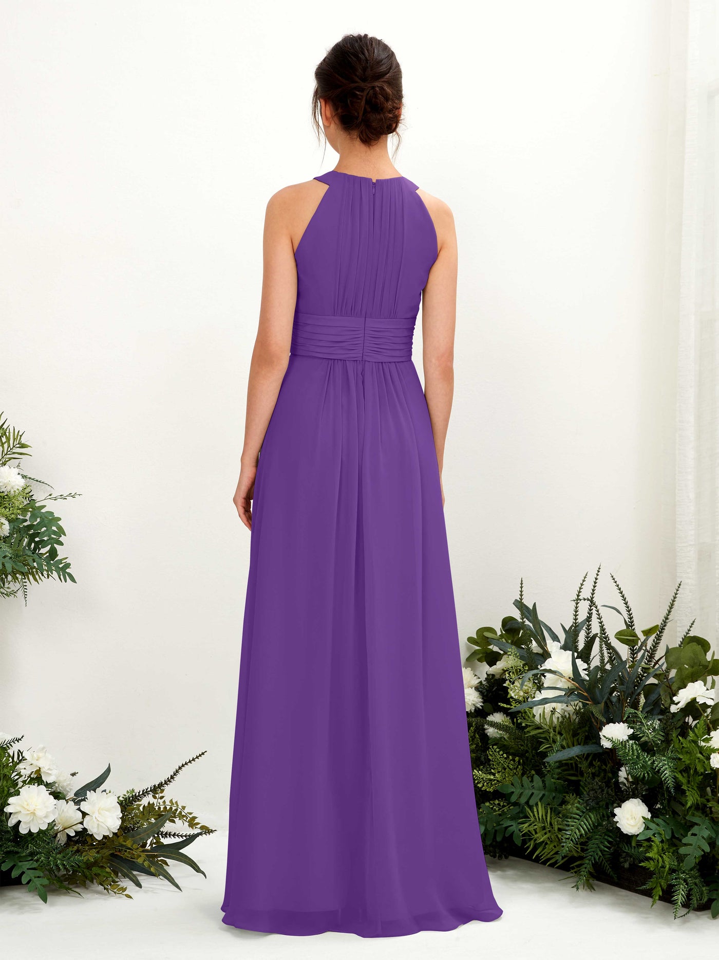 A-line Round Sleeveless Chiffon Bridesmaid Dress - Regency (81221528)#color_regency