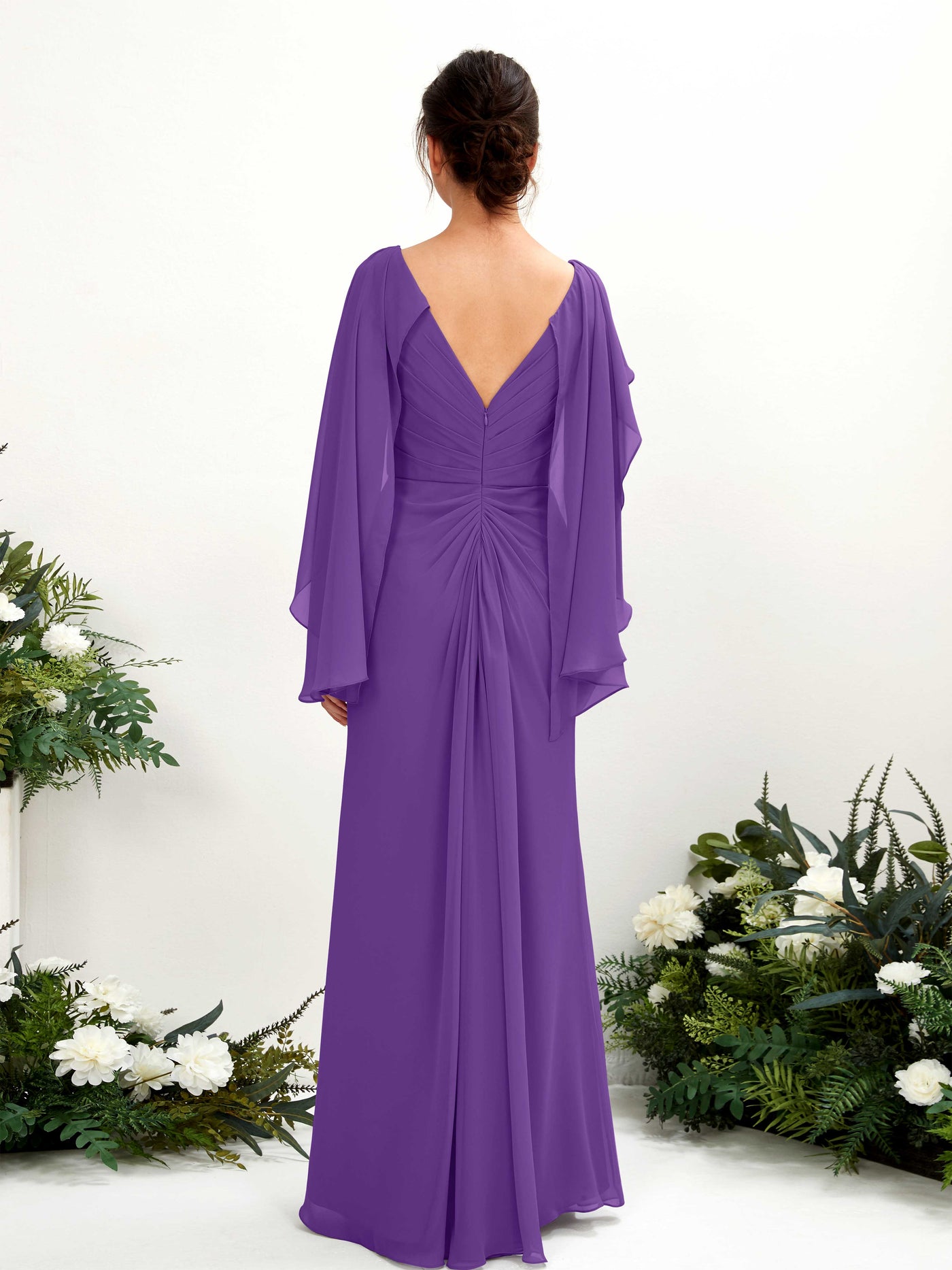 A-line V-neck Chiffon Bridesmaid Dress - Regency (80220128)#color_regency