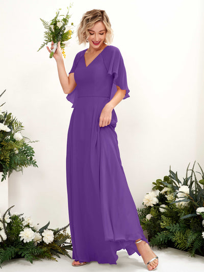 Carlyna Winnie A-Line Regency Bridesmaid Dress Maxi Short Sleeve V-Neck Dress #color_regency