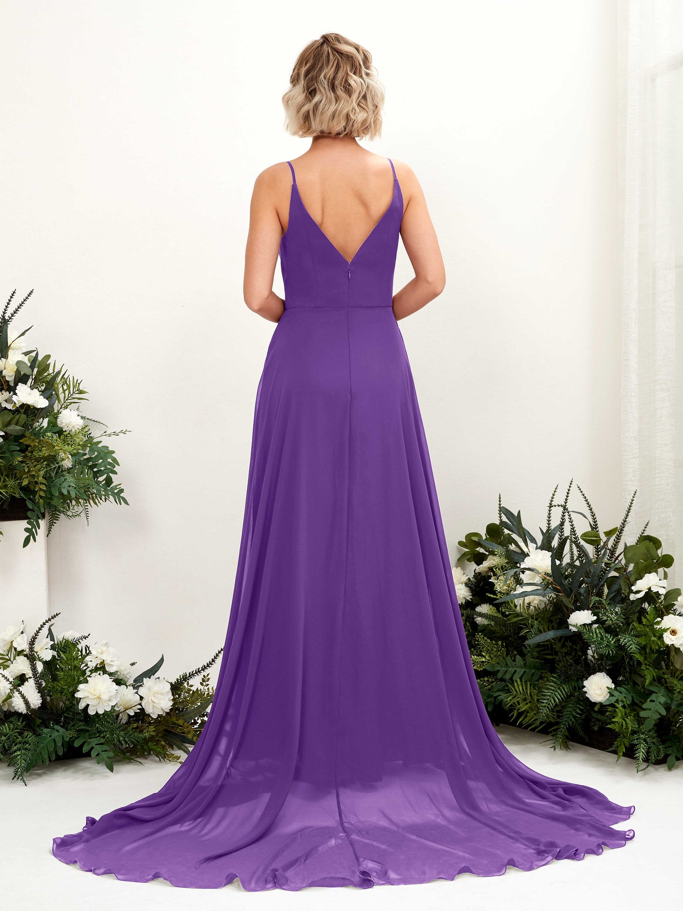 Ball Gown V-neck Sleeveless Bridesmaid Dress - Regency (81224128)#color_regency
