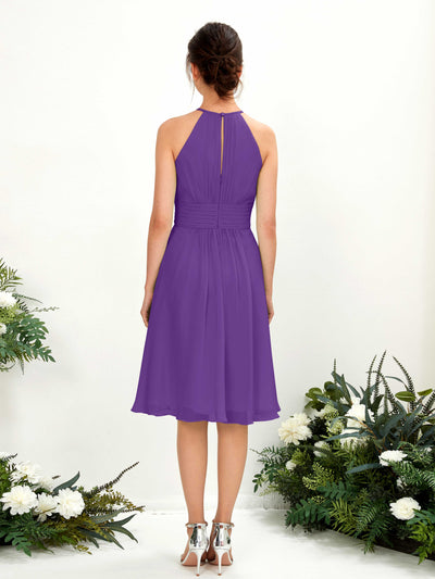 Carlyna Cathie A-Line Regency Bridesmaid Dress Knee-Length Sleeveless Round Neck Dress Back View #color_regency