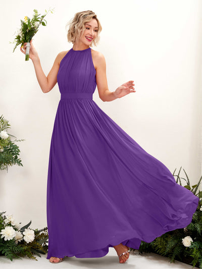 Carlyna Eden A-Line Regency Bridesmaid Dress Maxi Sleeveless Round Neck Dress Front View #color_regency