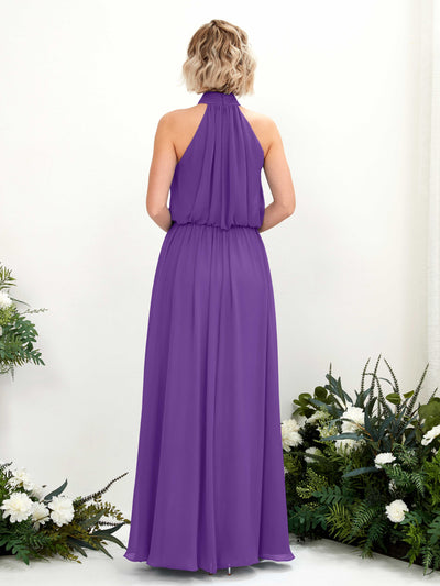 Carlyna Bess A-Line Regency Bridesmaid Dress Maxi Sleeveless Halter Dress Back View #color_regency