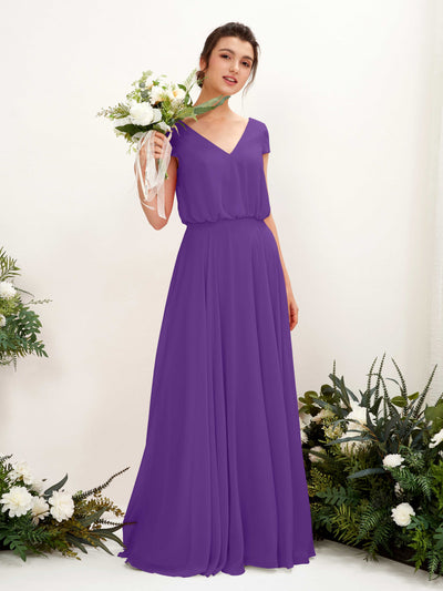 Carlyna Pauline A-Line Regency Bridesmaid Dress Maxi Cap Sleeve V-Neck Dress #color_regency
