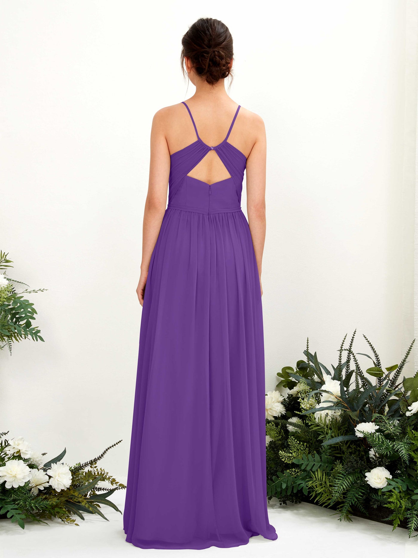 Spaghetti-straps V-neck Chiffon Bridesmaid Dress - Regency (81221428)#color_regency
