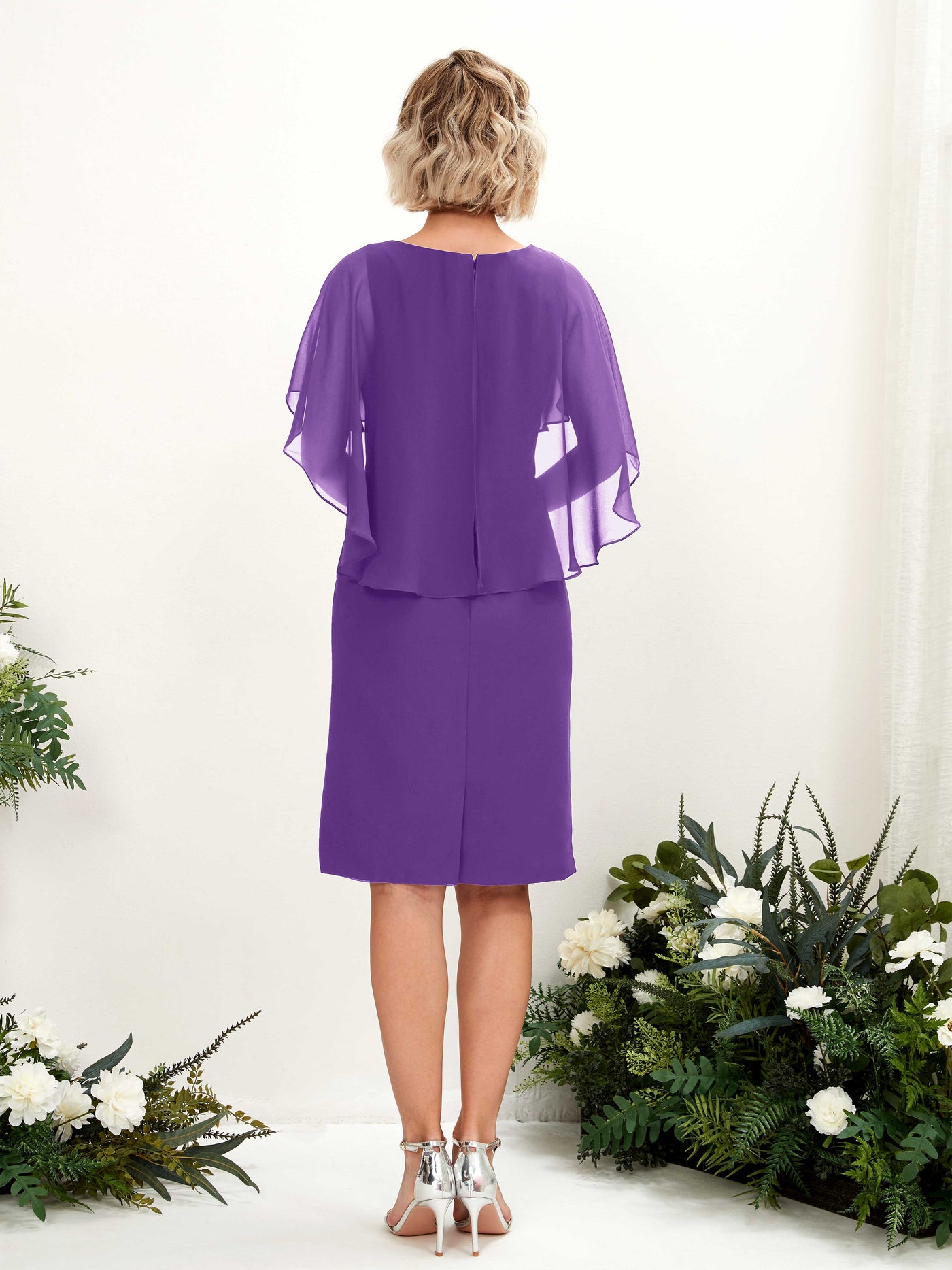 V-neck Short Sleeves Chiffon Bridesmaid Dress - Regency (81224028)#color_regency