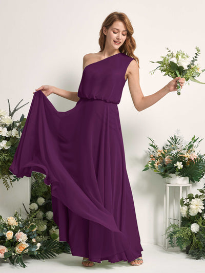 Carlyna Cecily A-Line Grape Bridesmaid Dress Maxi Sleeveless One Shoulder Dress Side View 2 #color_grape