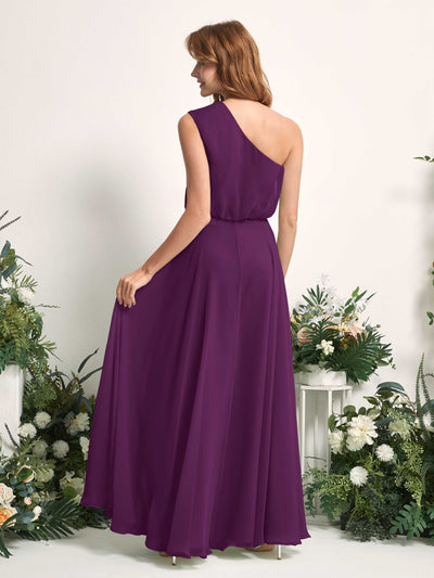 Carlyna Cecily A-Line Grape Bridesmaid Dress Maxi Sleeveless One Shoulder Dress Back View #color_grape