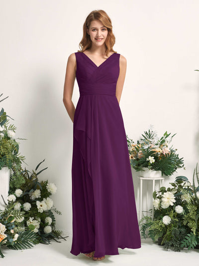 Carlyna Mollie A-Line Grape Bridesmaid Dress Maxi Sleeveless V-Neck Dress #color_grape