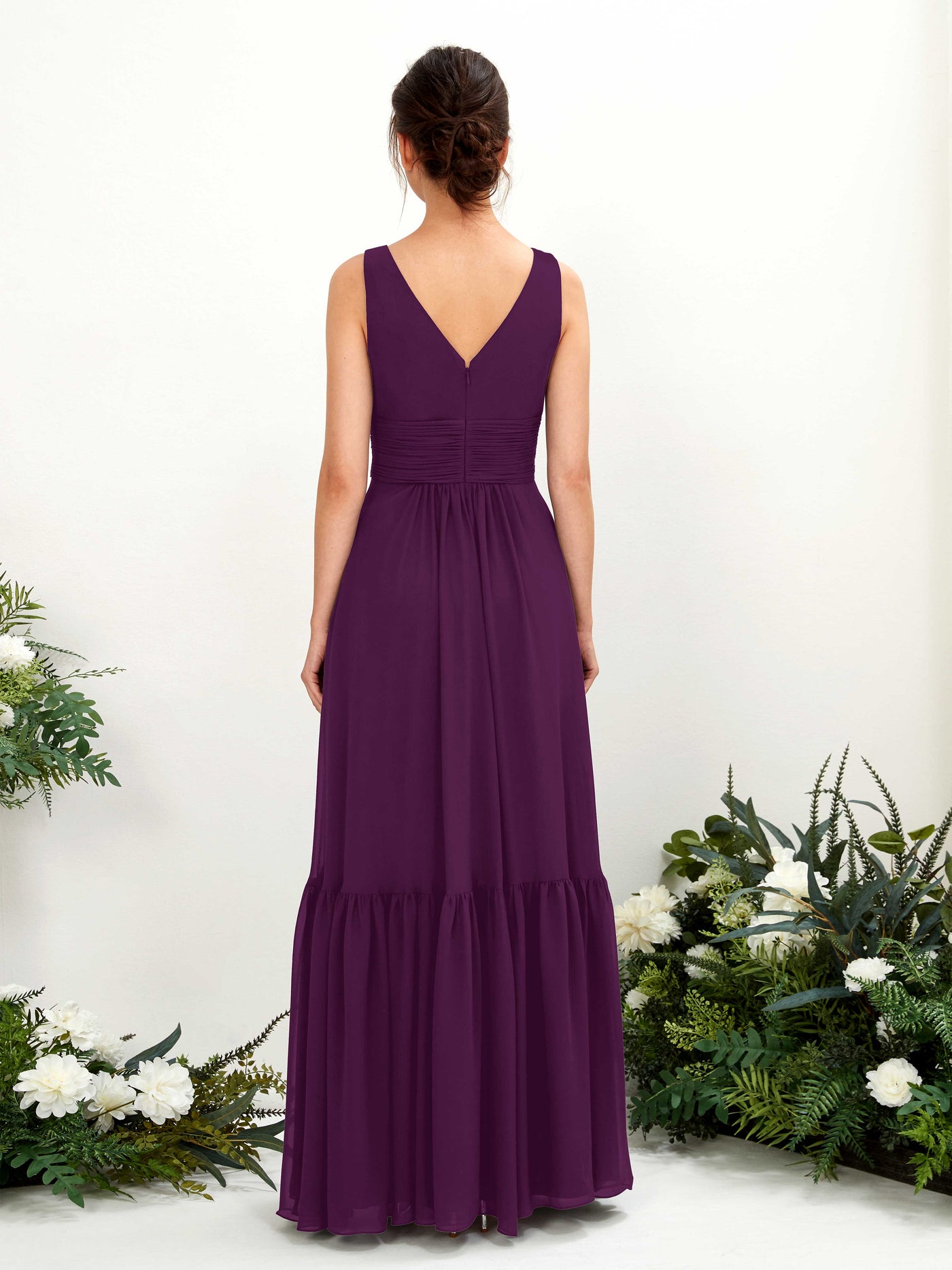A-line Maternity Straps Sleeveless Chiffon Bridesmaid Dress - Grape (80223731)#color_grape