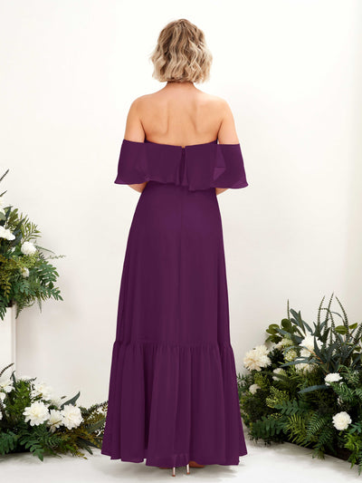 Carlyna Joie A-Line Grape Bridesmaid Dress Maxi Sleeveless Off the Shoulder Dress #color_grape