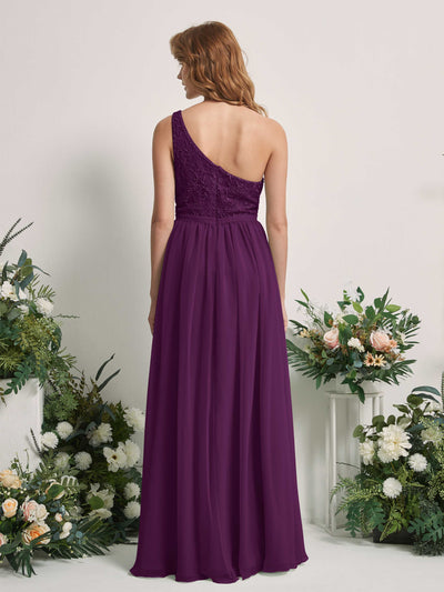 Carlyna Bonita A-Line Grape Embroidered Bridesmaid Dress Maxi Sleeveless One Shoulder Dress Back View #color_grape