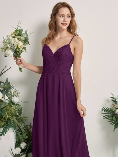 Carlyna Gail A-Line Grape Beaded Bridesmaid Dress Maxi Sleeveless V-Neck Dress Side View 2 #color_grape