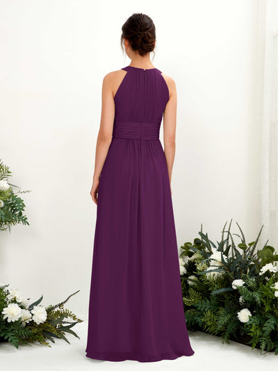 Carlyna Noelle A-Line Grape Bridesmaid Dress Maxi Sleeveless Round Neck Dress #color_grape
