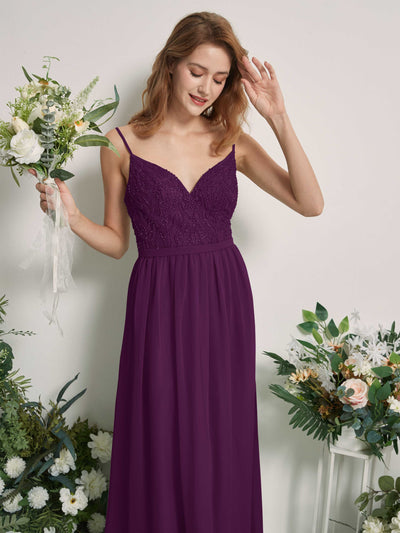 Carlyna Alexandra A-Line Grape Beaded Bridesmaid Dress Maxi Sleeveless V-Neck Dress Side View 2 #color_grape
