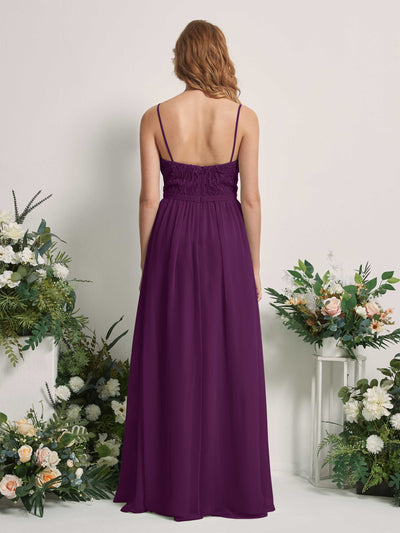 Carlyna Alexandra A-Line Grape Beaded Bridesmaid Dress Maxi Sleeveless V-Neck Dress Back View #color_grape