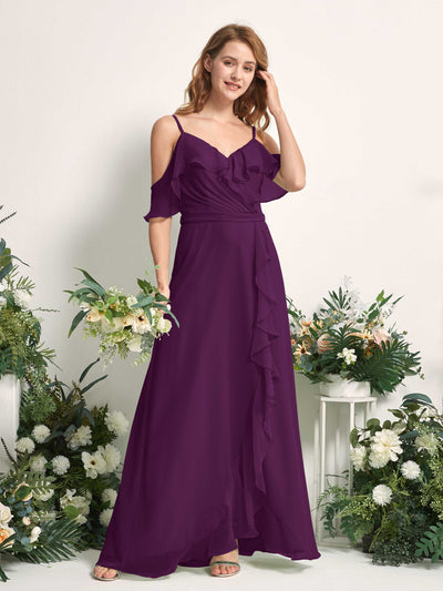 Carlyna Yvette A-Line Grape Bridesmaid Dress Maxi Sleeveless V-Neck Dress #color_grape