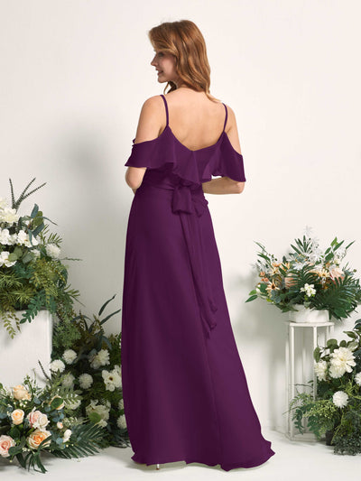 Carlyna Yvette A-Line Grape Bridesmaid Dress Maxi Sleeveless V-Neck Dress #color_grape