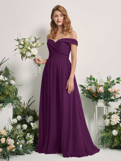 Carlyna Leona A-Line Grape Embroidered Bridesmaid Dress Maxi Sleeveless Sweetheart Dress #color_grape