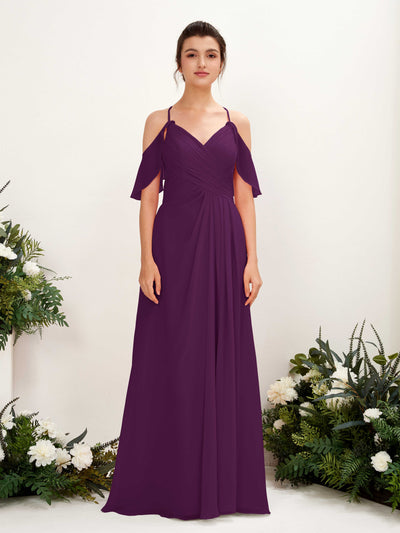 Carlyna Orlane A-Line Grape Bridesmaid Dress Maxi Sleeveless V-Neck Dress #color_grape