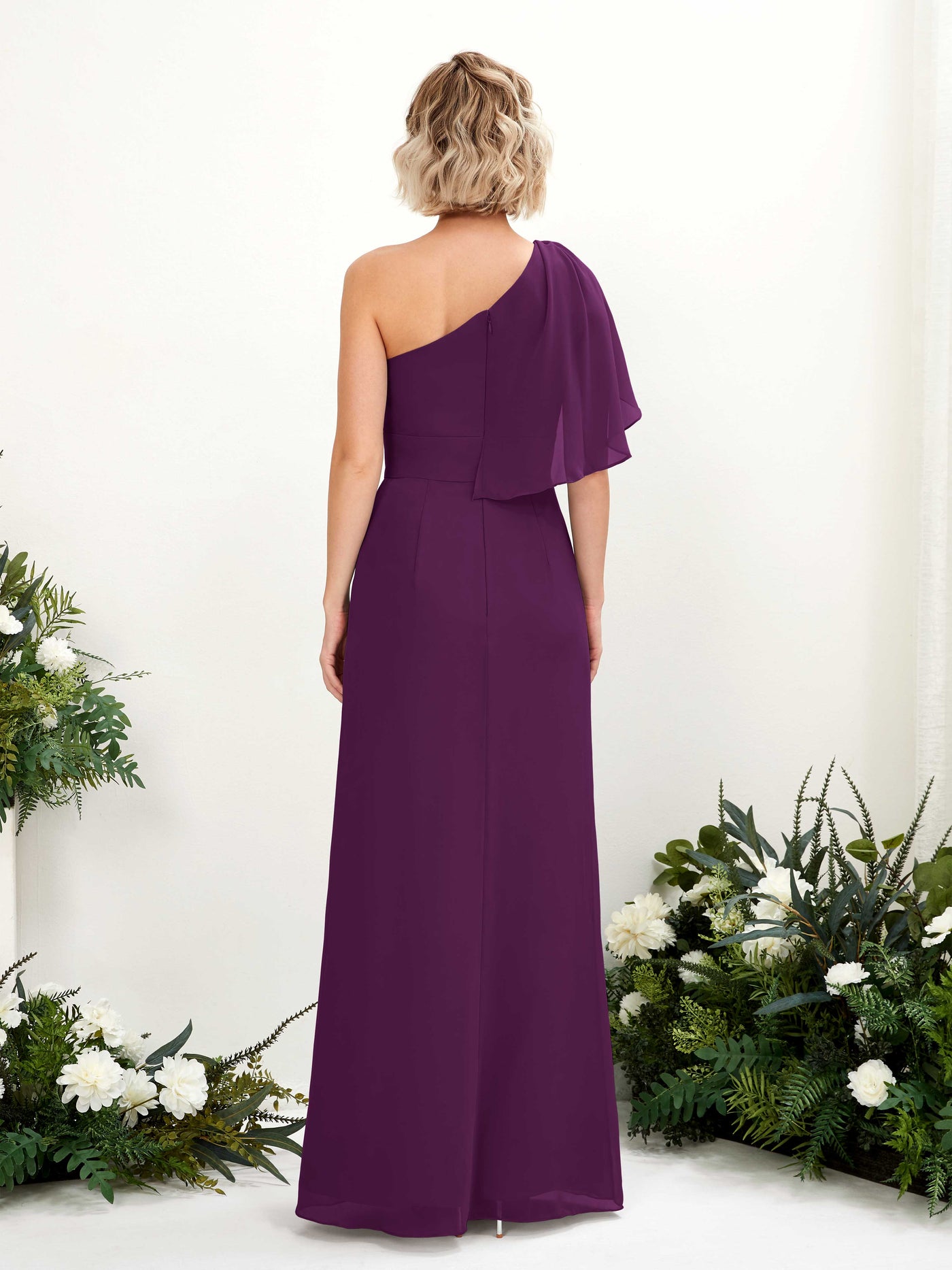 Ball Gown Sleeveless Chiffon Bridesmaid Dress - Grape (81223731)#color_grape