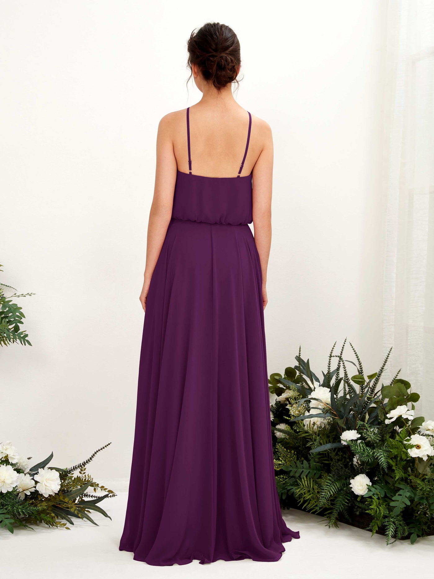 Bohemian Halter Spaghetti-straps Bridesmaid Dress - Grape (81223431)#color_grape