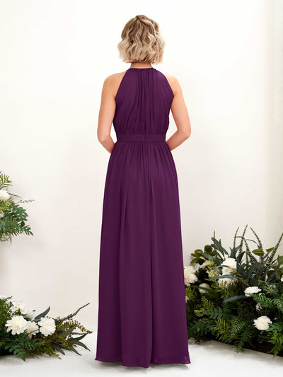 Carlyna Eden A-Line Grape Bridesmaid Dress Maxi Sleeveless Round Neck Dress Back View #color_grape
