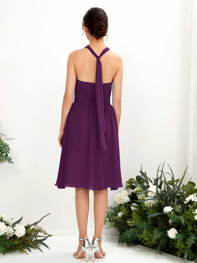 Carlyna Yvonne A-Line Grape Bridesmaid Dress Knee-Length Sleeveless Round Neck Dress #color_grape