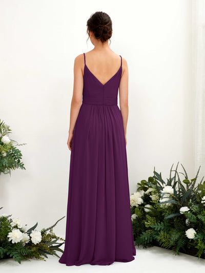 Carlyna Dira A-Line Grape Bridesmaid Dress Maxi Sleeveless V-Neck Dress Back View #color_grape