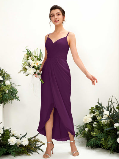 Carlyna Liliane Sheath Grape Bridesmaid Dress Midi Sleeveless V-Neck Dress #color_grape