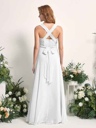 Carlyna Carolyn Convertible White Bridesmaid Dress Maxi Sleeveless Sweetheart Dress Side View 4 #color_white
