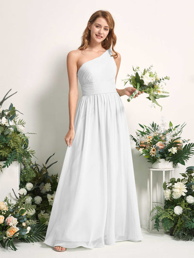 Carlyna Pandora A-Line White Bridesmaid Dress Maxi Sleeveless One Shoulder Dress #color_white