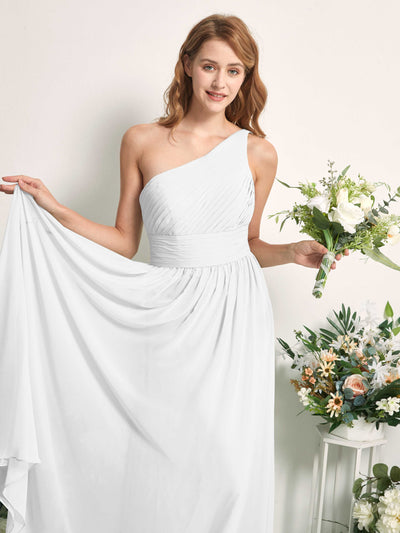Carlyna Pandora A-Line White Bridesmaid Dress Maxi Sleeveless One Shoulder Dress #color_white