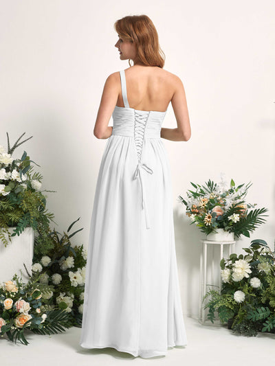 Carlyna Pandora A-Line White Bridesmaid Dress Maxi Sleeveless One Shoulder Dress #color_white