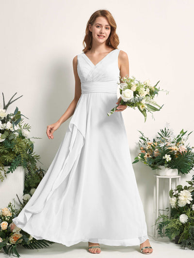 Carlyna Mollie A-Line White Bridesmaid Dress Maxi Sleeveless V-Neck Dress #color_white