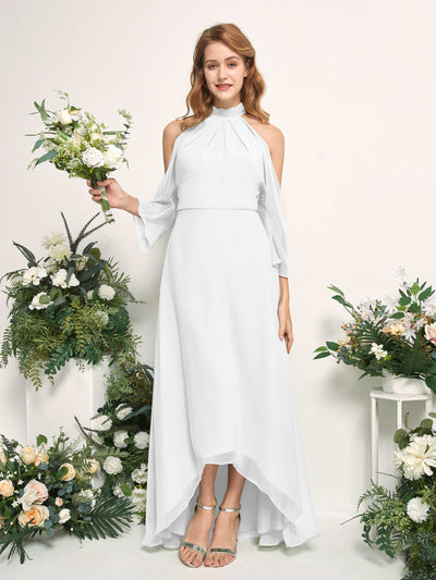 Carlyna Maxine A-Line White Bridesmaid Dress Maxi Sleeveless Round Neck Dress #color_white