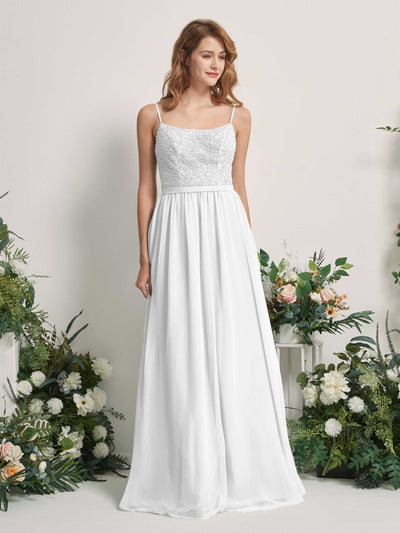 Carlyna Ursula A-Line White Beaded Bridesmaid Dress Maxi Sleeveless Sweetheart Dress #color_white