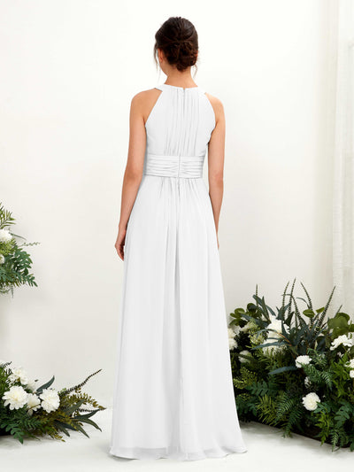 Carlyna Noelle A-Line White Bridesmaid Dress Maxi Sleeveless Round Neck Dress #color_white