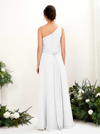 Carlyna Trita Sheath White Bridesmaid Dress Maxi Sleeveless One Shoulder Dress #color_white