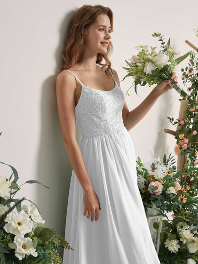 Carlyna Verna A-Line White Beaded Bridesmaid Dress Maxi Sleeveless Sweetheart Dress #color_white