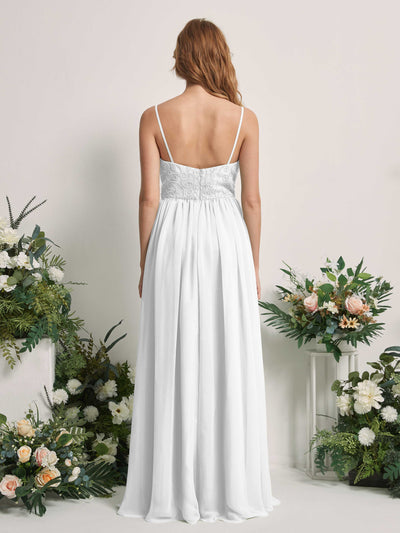 Carlyna Verna A-Line White Beaded Bridesmaid Dress Maxi Sleeveless Sweetheart Dress #color_white