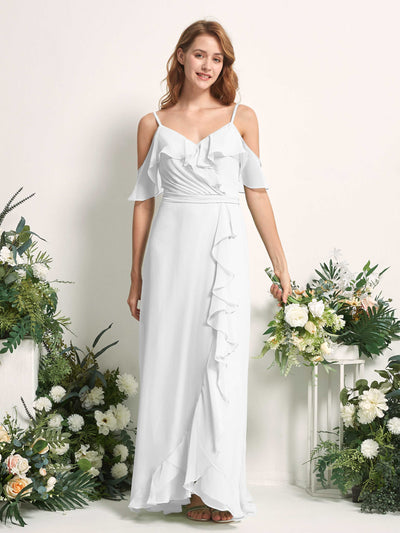 Carlyna Yvette A-Line White Bridesmaid Dress Maxi Sleeveless V-Neck Dress #color_white