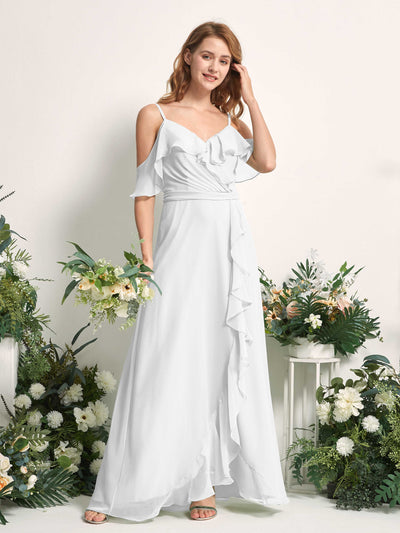 Carlyna Yvette A-Line White Bridesmaid Dress Maxi Sleeveless V-Neck Dress #color_white