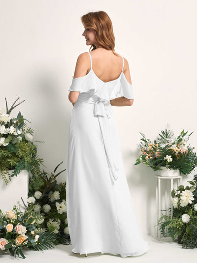 Carlyna Yvette A-Line White Bridesmaid Dress Maxi Sleeveless V-Neck Dress #color_white