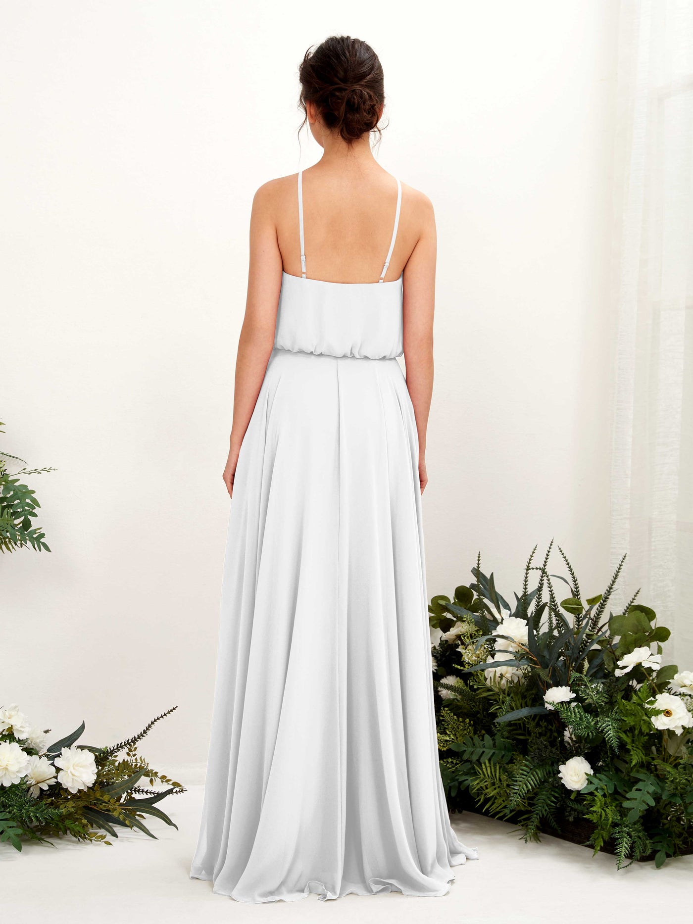 Bohemian Halter Spaghetti-straps Bridesmaid Dress - White (81223442)#color_white