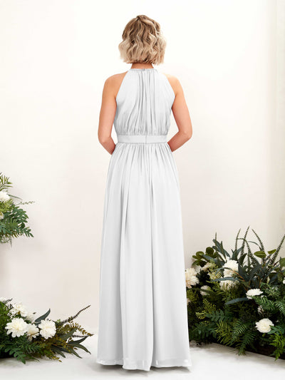 Carlyna Eden A-Line White Bridesmaid Dress Maxi Sleeveless Round Neck Dress Back View #color_white