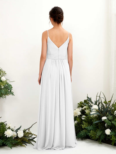 Carlyna Dira A-Line White Bridesmaid Dress Maxi Sleeveless V-Neck Dress Back View #color_white